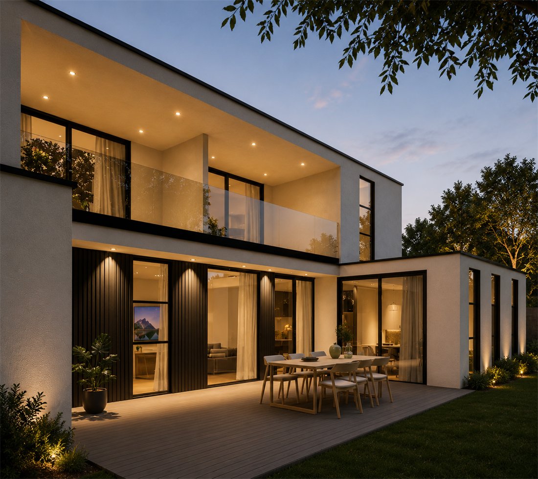 Living wing of U-Shaped Garden Family Home