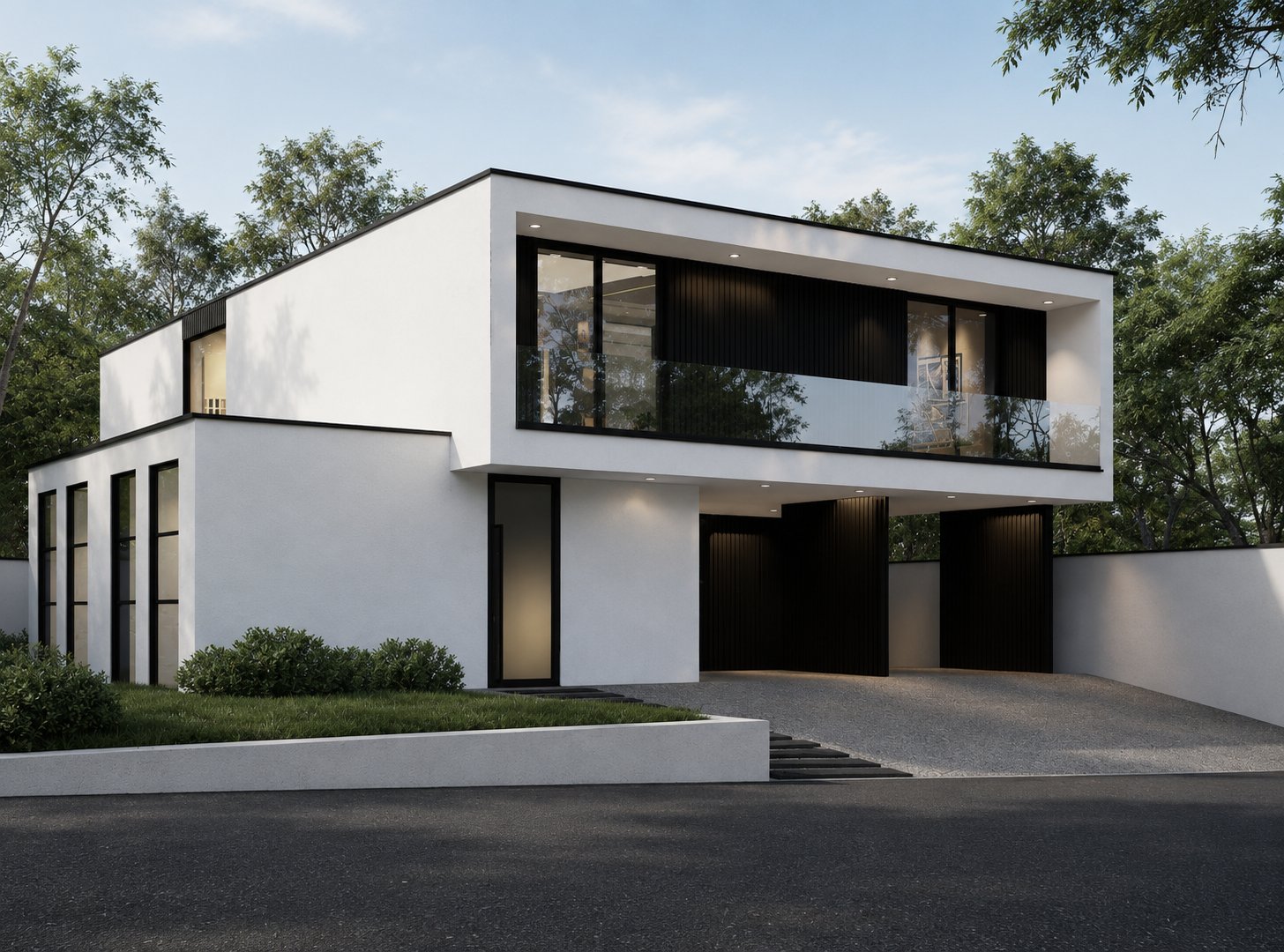 Compact suburban pool residence