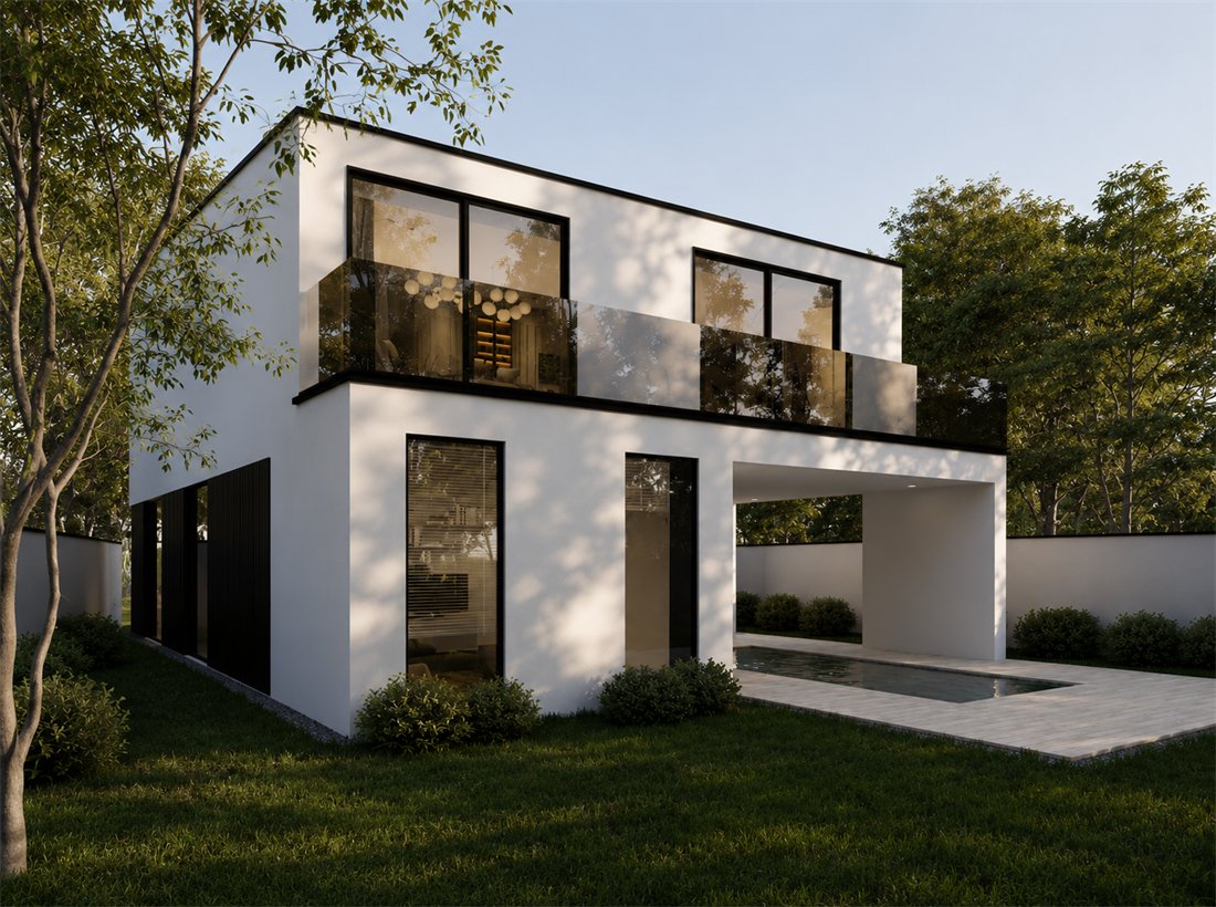 Upper balcony of Compact Suburban Pool Residence